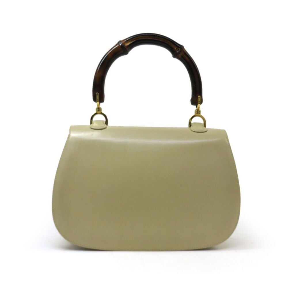 GUCCI Authentic Cream Leather Bamboo Bag - Picture 2 of 10